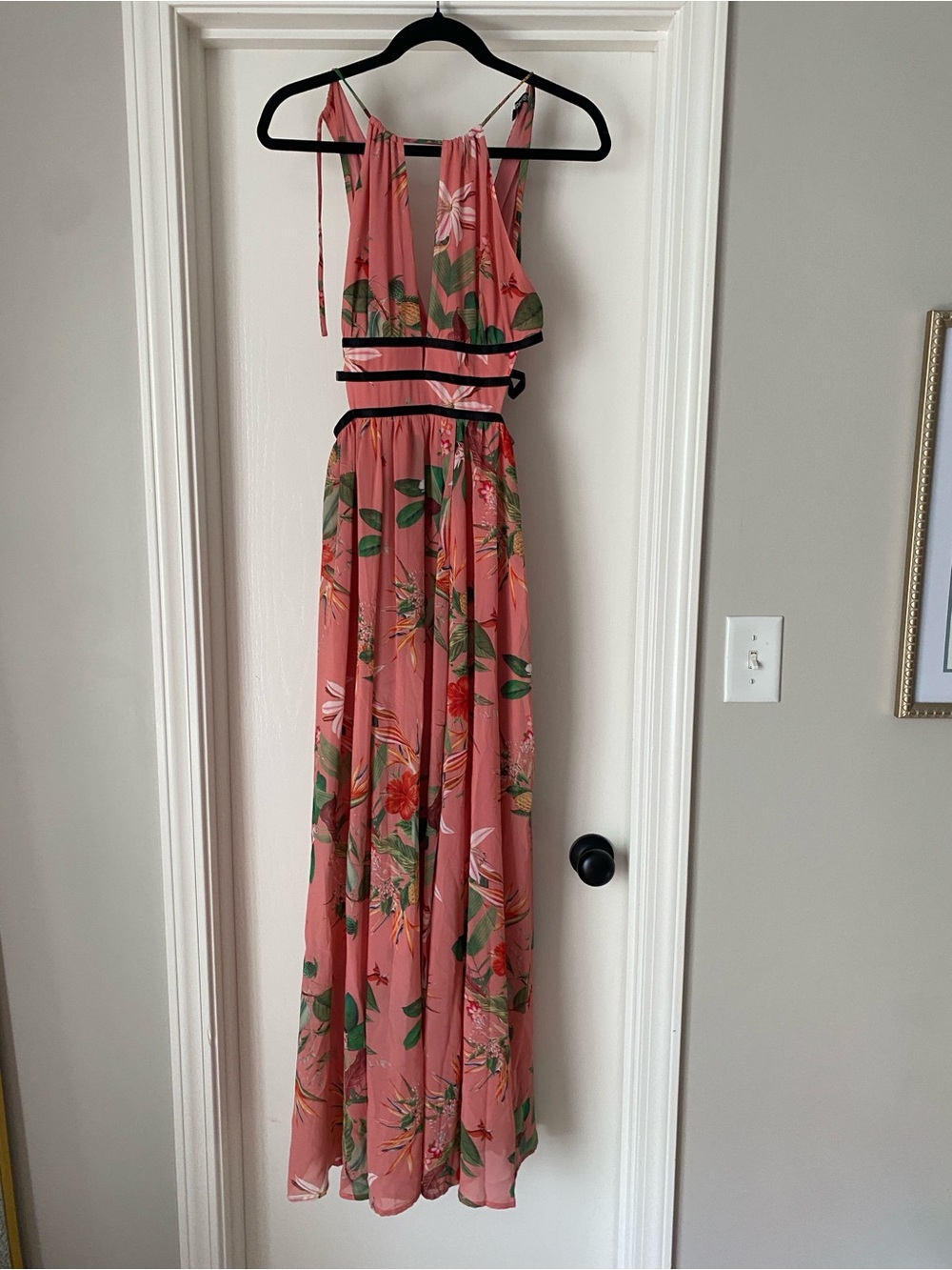 Express Coral Pink Floral Halter Maxi Dress